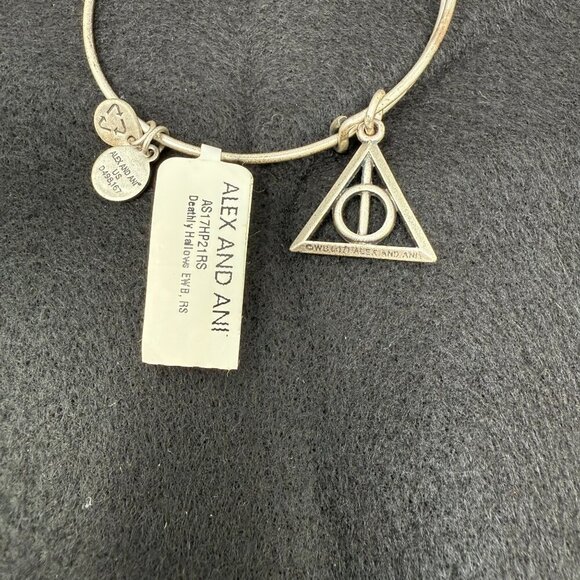 Alex & Ani Harry Potter Deathly Hallows Charm Bangle Bracelet Adjustable w/tag - Picture 3 of 6